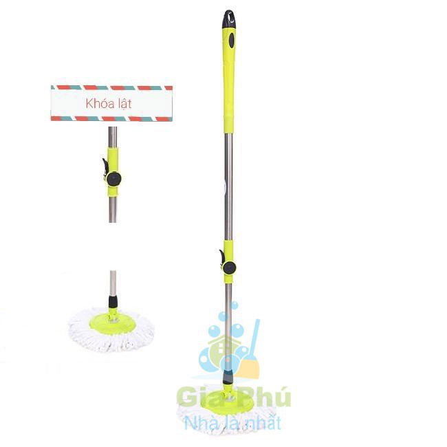 Cây lau nhà 360 độ inox lớn 22mm - 25mm Homeone PP5 Xanh Lá đã kèm bông lau
