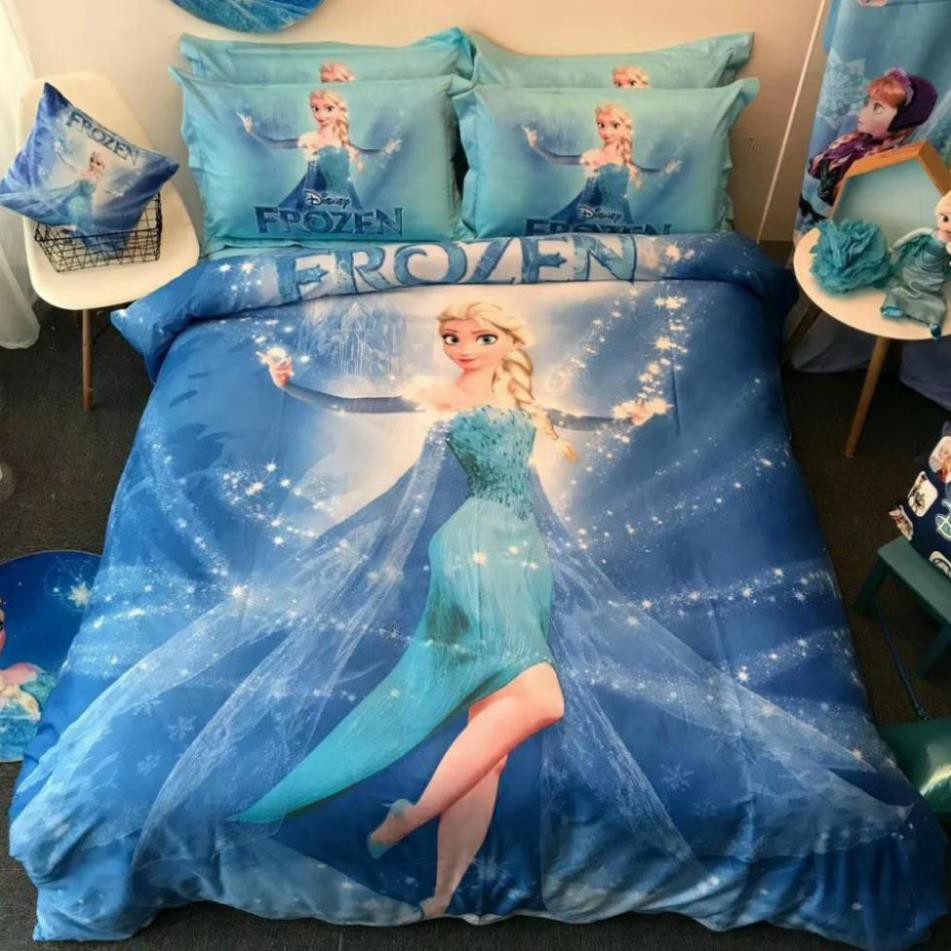 [ Hàng nhập cao cấp ]Bộ ga giường disney cotton cao cấp lụa công chúa Elsa Frozen