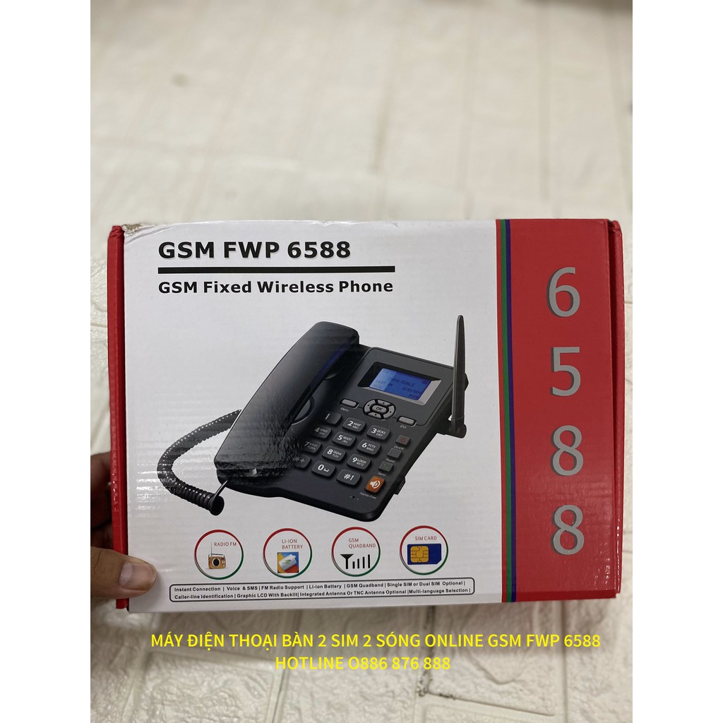 Máy Điện Thoại Bàn Cố Định Không Dây Lắp Mọi Loại Sim Di Động, Sim Máy Bàn GSM 6588 - Bản 2 Sim, Dùng Tiếng Việt. | BigBuy360 - bigbuy360.vn