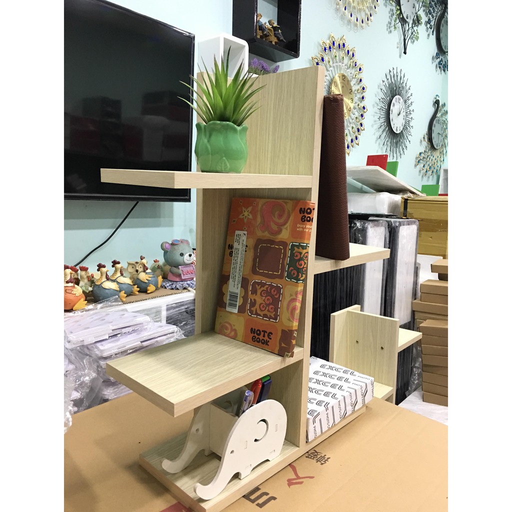 Kệ sách để bàn 3 tầng  loại vân gỗ chống trầy giúp để tài liệu hiệu quả S03 (Màu vân sáng) | BigBuy360 - bigbuy360.vn