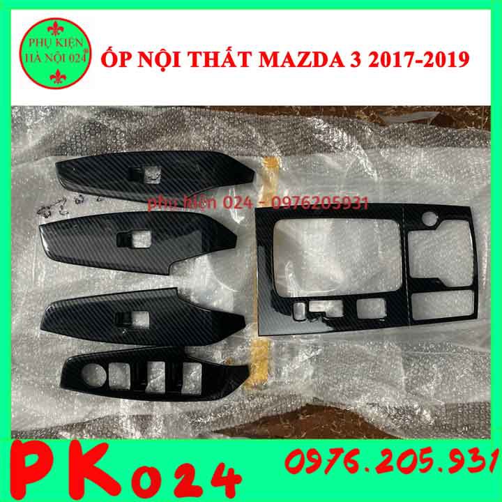 [Mazda 3-2017-2019] Bộ Ốp Nội Thất Mazda 3 2017 2018 2019 Vân Cacbon