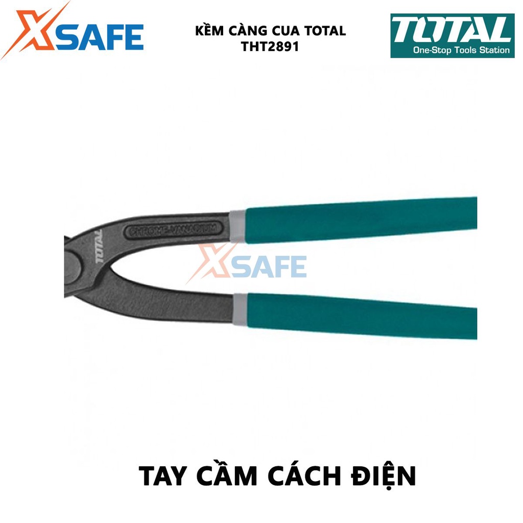 Kềm càng cua TOTAL THT2891 Kìm càng cua đầu nhỏ kích thước 9&quot;, thép CR-V, đen bóng, tay cầm nhựa - [XSAFE]