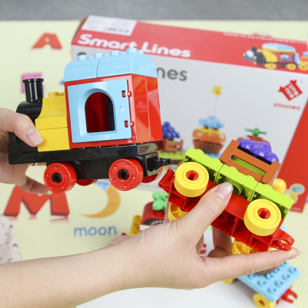 Đồ chơi lắp ghép smoneo duplo xếp hình Tàu Hỏa - 55 mảnh ghép Toyshouse -77001