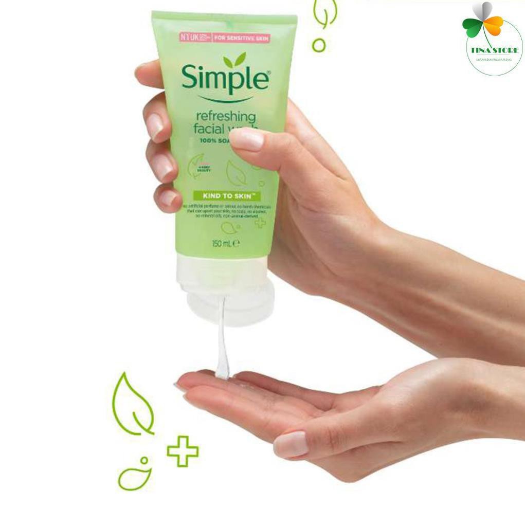 [Chính Hãng] Sữa Rửa Mặt Simple Gel Kind To Skin Refreshing Facial Wash Gel 150ml