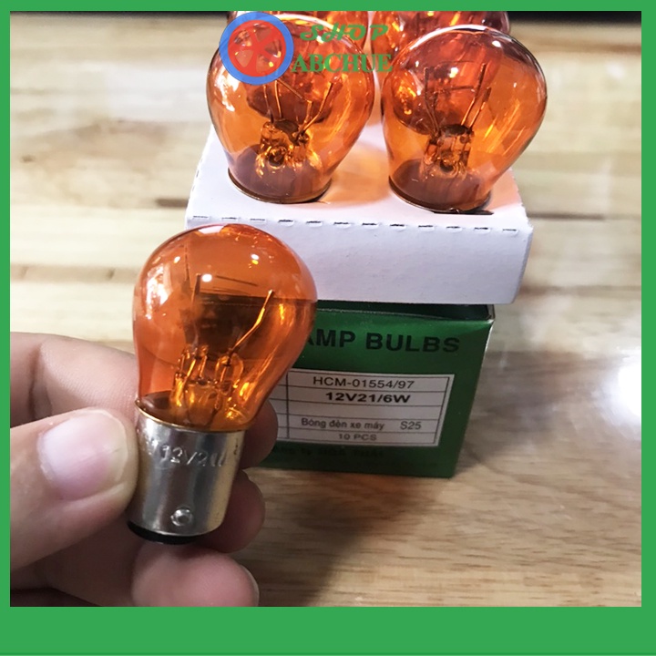Bóng Đèn Xi Nhan Ô Tô  2 tóc Chân Cài 12V21W -24V21W Màu Vàng