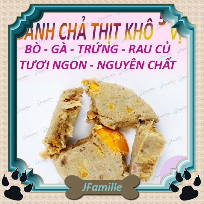 [GIÀU ĐẠM]Thức Ăn Khô Cho Chó Mèo JFamille, Bánh Chả Thịt Trứng 5 Vị, Snack Dinh Dưỡng Cân Bằng.JF115