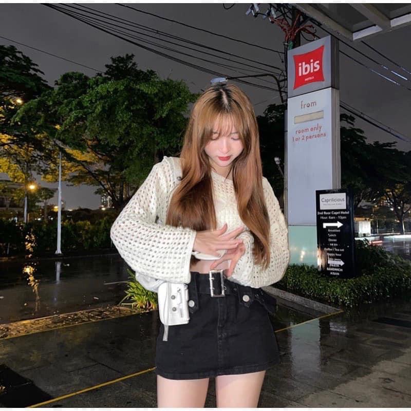 Chân váy chữ A tặng kèm thắt lưng, Váy kaki dây nịt công sở có quần trong