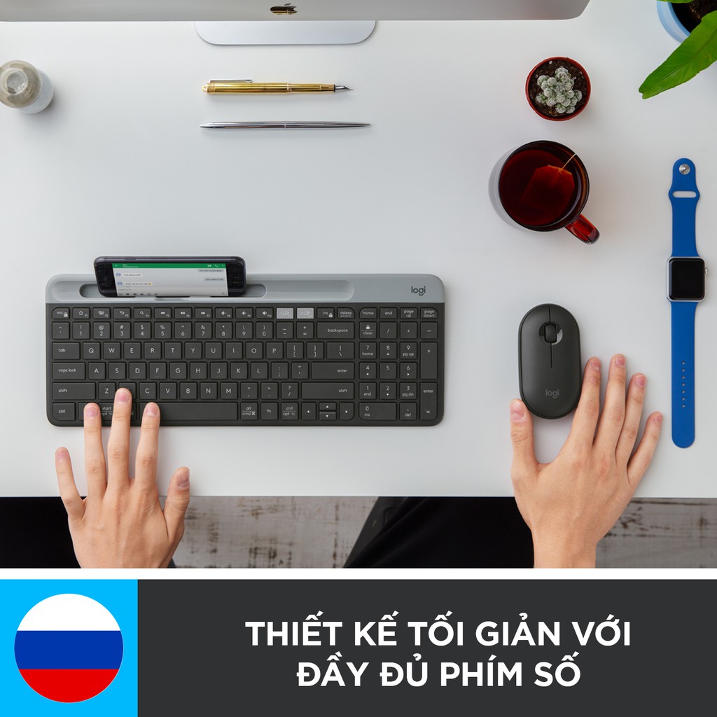 Bàn phím không dây bluetooth Logitech K580 Slim Multi device - Kết nối đa thiết bị | BigBuy360 - bigbuy360.vn