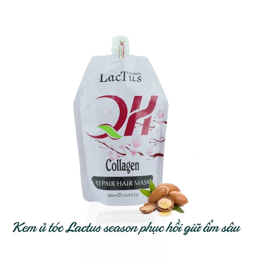 Kem ủ tóc collagen Lactus season dầu hấp tóc phục hồi hư tổn QH lactusseason 500ml