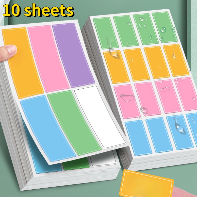Set 10 Tấm Nhãn Dán Ghi Tên Nhiều Màu Chống Thấm Nước Tiện Dụng Cho Văn Phòng / Trường Học