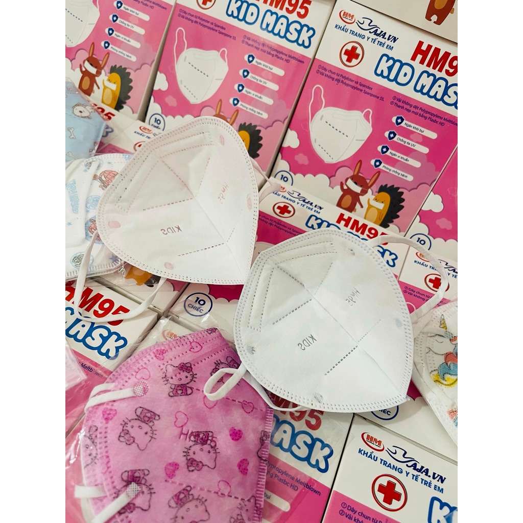 1 hộp Khẩu Trang trẻ em 2-12 TUỔI HM95 KID MASK 5 lớp với 2 lớp kháng khuẩn ,chống bụi mịn Pm2.5 (10 chiếc)