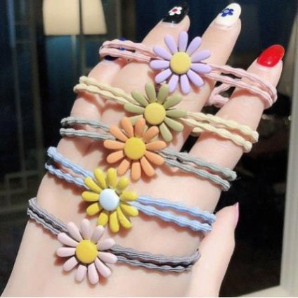Set 5 Dây Chun Buộc Tóc Hoa Cúc Họa Mi Phong Cách Hàn Quốc - Dây Thun Cột Tóc Đủ Màu
