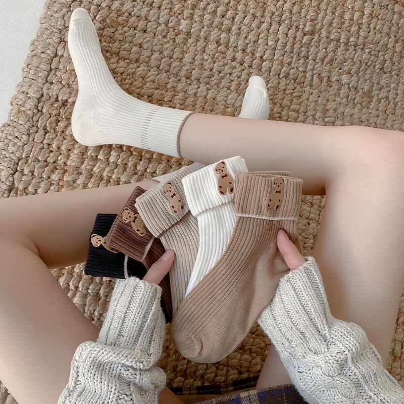 Cute socks Short socks with cute brown bear shape Korean quality