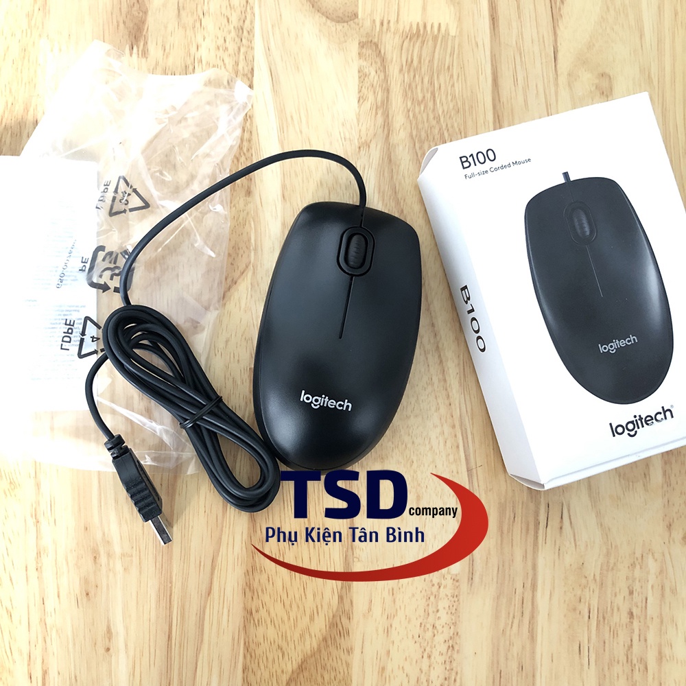 Combo Chuột Quang USB Logitech B100 Chính Hãng Tặng Kèm Lót Chuột Cao Cấp