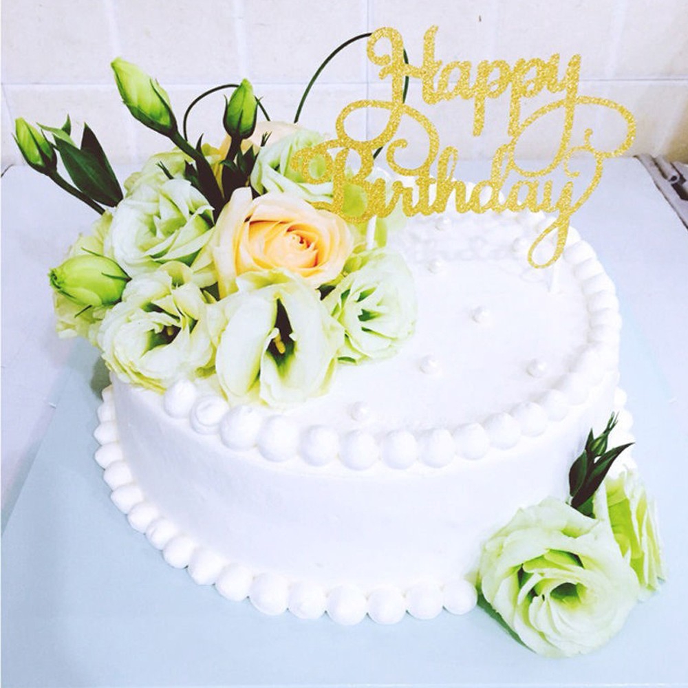 Tăm gắn trang trí bánh kiểu chữ Happy Birthday với chiều dài 13cm-14cm đầy độc đáo