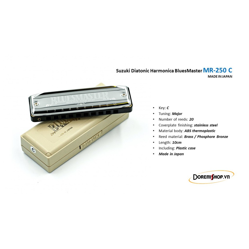 Kèn khẩu cầm Suzuki Diatonic Harmonica BluesMaster MR-250 C