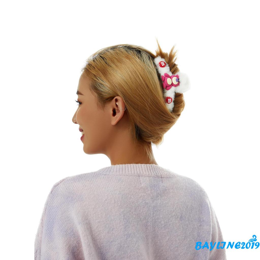 BAY-Kẹp tóc hỗ trợ rửa mặt vải lông họa tiết gấu hoạt hình dễ thương dành cho nữ rửa mặt