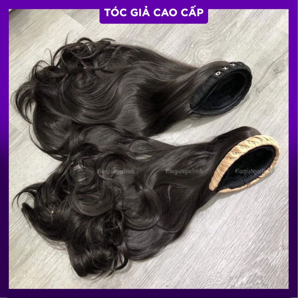 tóc giả nữa đầu đính cài bính