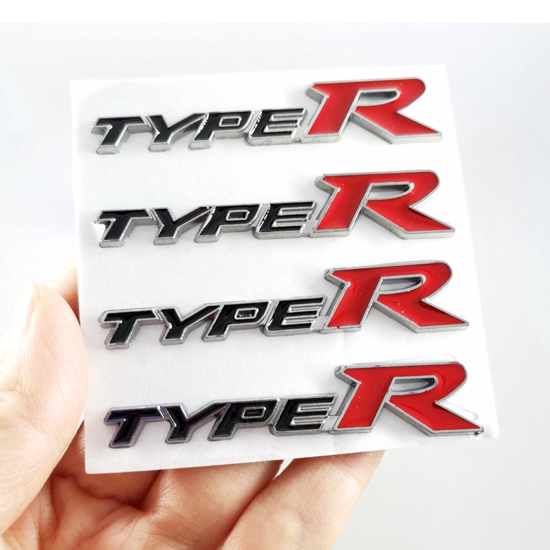4 x Small Metal TYPER TYPE R Letter Car Auto Rear Side Steering Wheel Emblem Badge Sticker Decal Civic