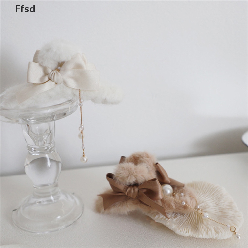 Kẹp Tóc Càng Cua Dài Đính Ngọc Trai Phối Lông Phong Cách Vintage Thời Trang Cho Nữ