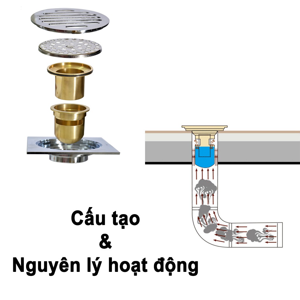 [HÀNG CAO CẤP - CÓ VIDEO] Hố ga chống côn trùng, chống hôi Inox 304 cao cấp, phễu thoát sàn chống côn trùng