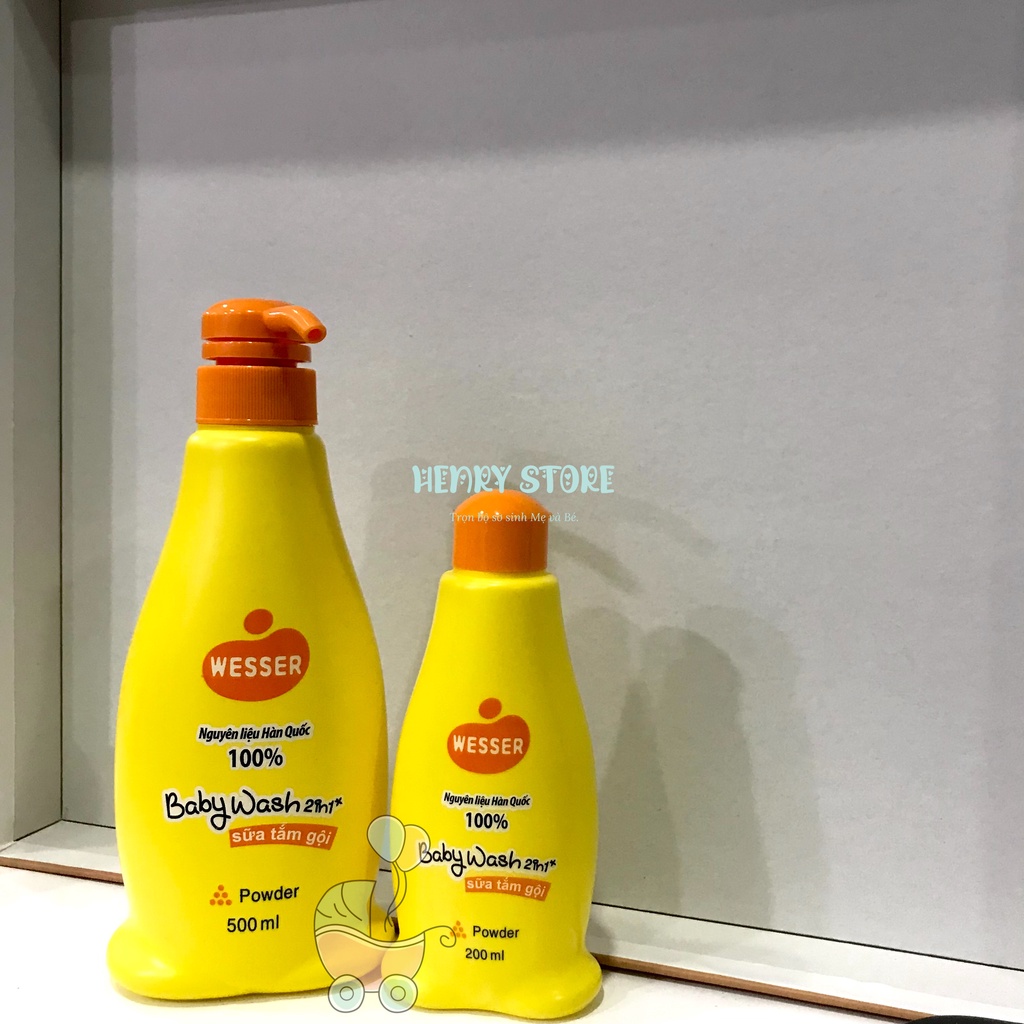 Sữa tắm gội Bubble Wesser hương phấn loại 200ml và 500ml Chai Màu Cam Dáng chim cánh cụt