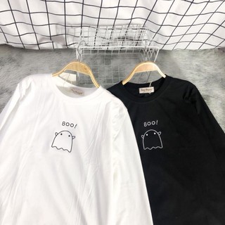 Áo thun dài tay thêu hình đen trắng ulzzang - ẢNH THẬT