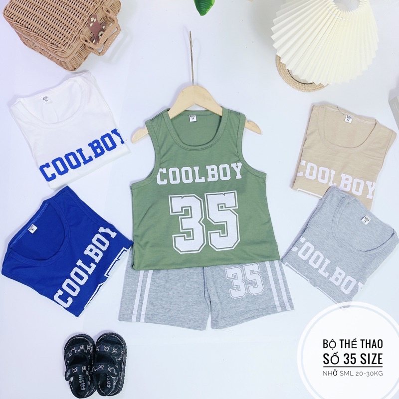 [4-12 tuổi] B8325 Bộ cotton cho bé trai số 35 dành cho bé từ 20-35kg
