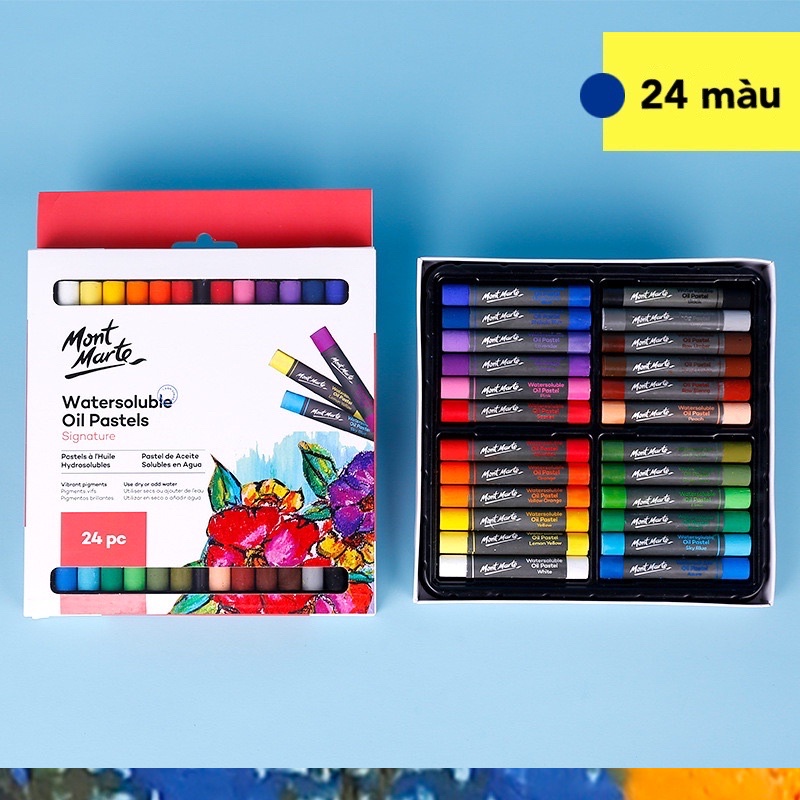 Set 12 Màu 24 màu sáp dầu Oil Pastels - Bút sáp màu dầu màu vẽ mĩ thuật Mont Marte