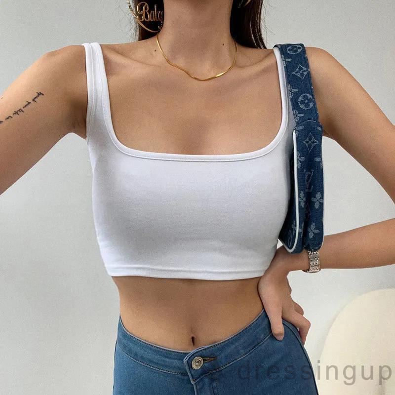 Áo croptop cổ vuông màu sắc đơn giản cho nữ