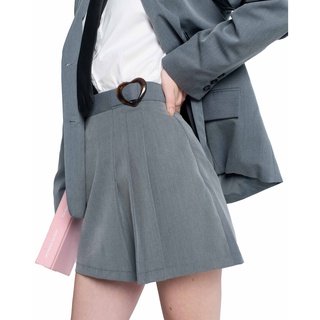 Usthebasic - Chân váy Heart Belt Half Pleated Skirt