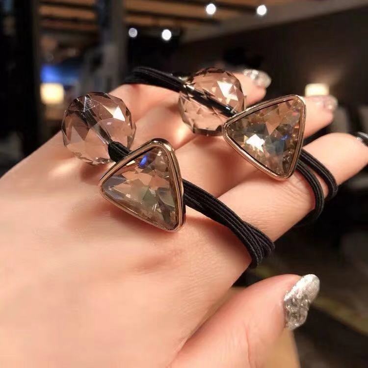 Dây buộc tóc cao su đính đá pha lê đơn giản phong cách Hàn Quốc dễ thương cho nữ