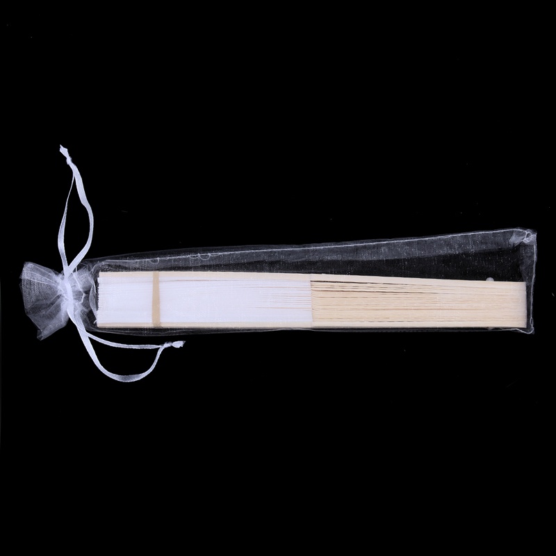Set 10 quạt tre xếp vải lụa trắng muslin dùng múa đám cưới hoặc sơn vẽ