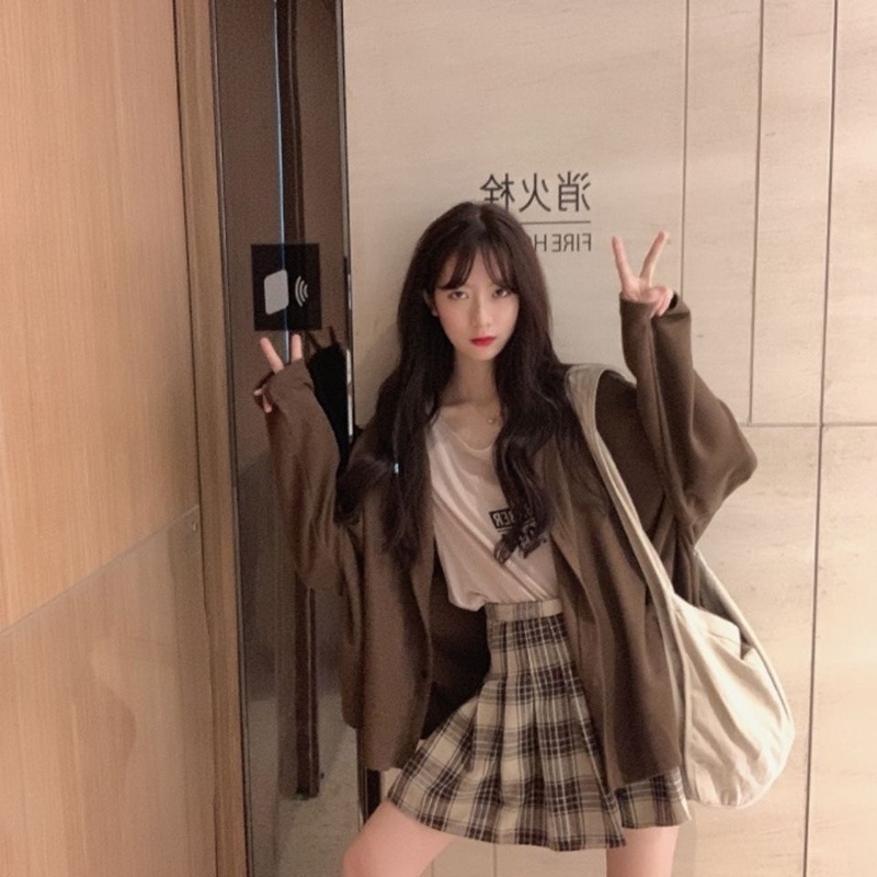 Áo khoác cardigan dệt kim IELGY mỏng dáng rộng dễ phối đồ thời trang xinh xắn cho nữ