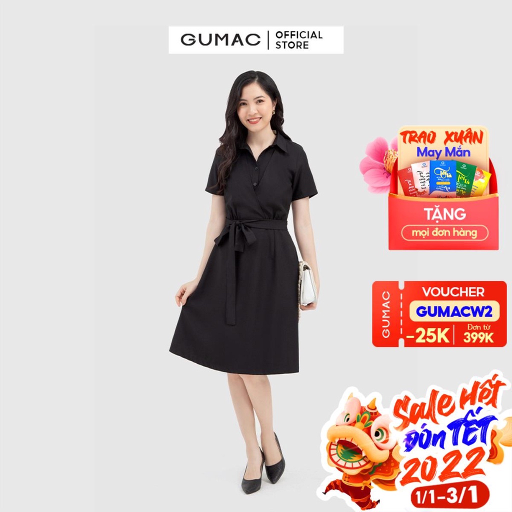 [Mã WABRGUM giảm 10% tối đa 30K đơn 99K] Đầm sơ mi nữ thời trang GUMAC thiết kế đắp chéo DC05012 - mẫu mới | BigBuy360 - bigbuy360.vn