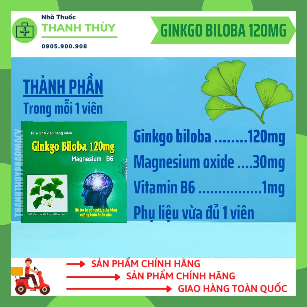 Ginkgo Biloba 120Mg Magnesium B6 - Thanh Hằng  Hỗ Trợ Hoạt Huyết, Giúp Tăng Cường Tuần Hoàn Não