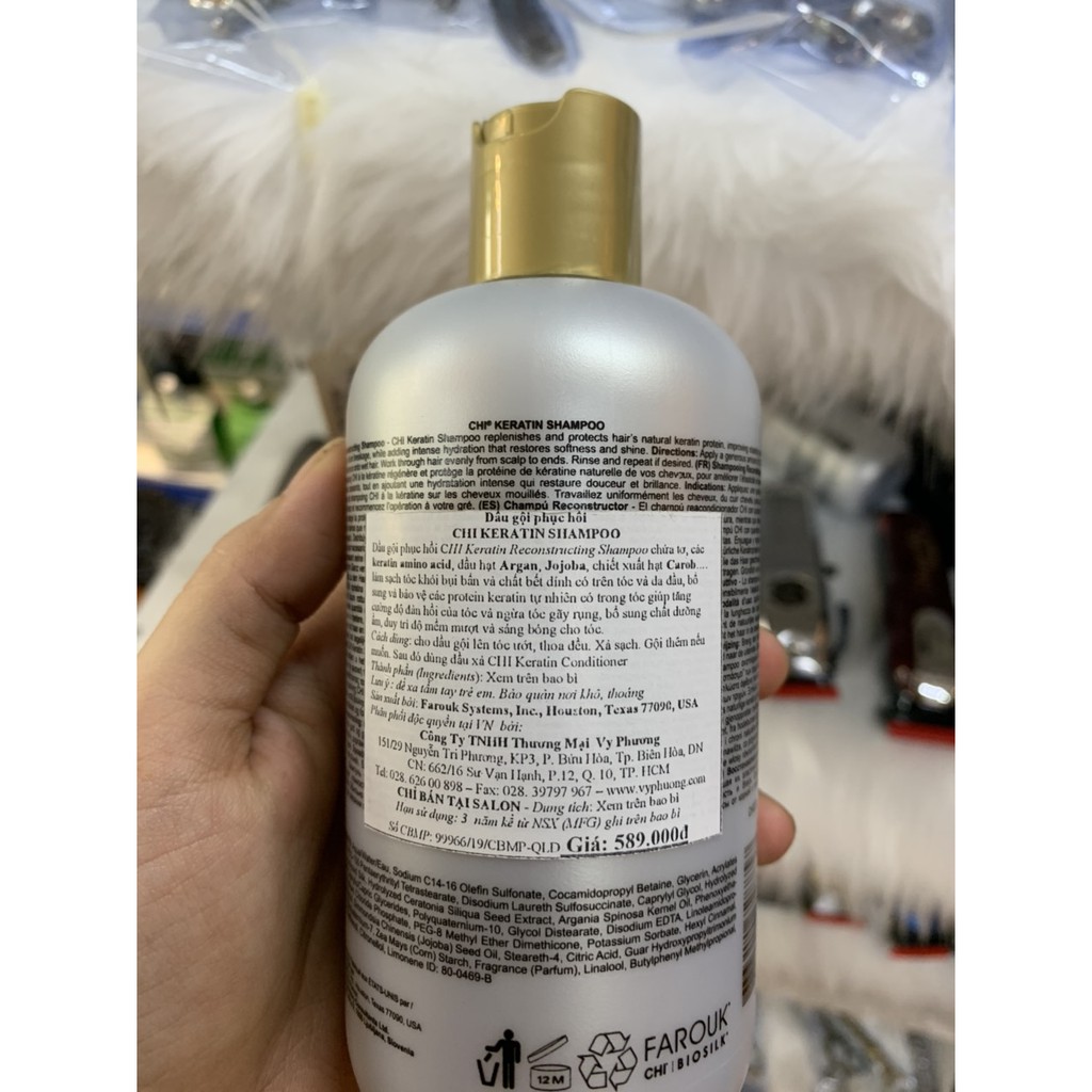 DẦU XẢ PHỤC HỒI ngừa tóc gãy rụng, bổ sung dưỡng chất CHI KERATIN CHI USA 355ML