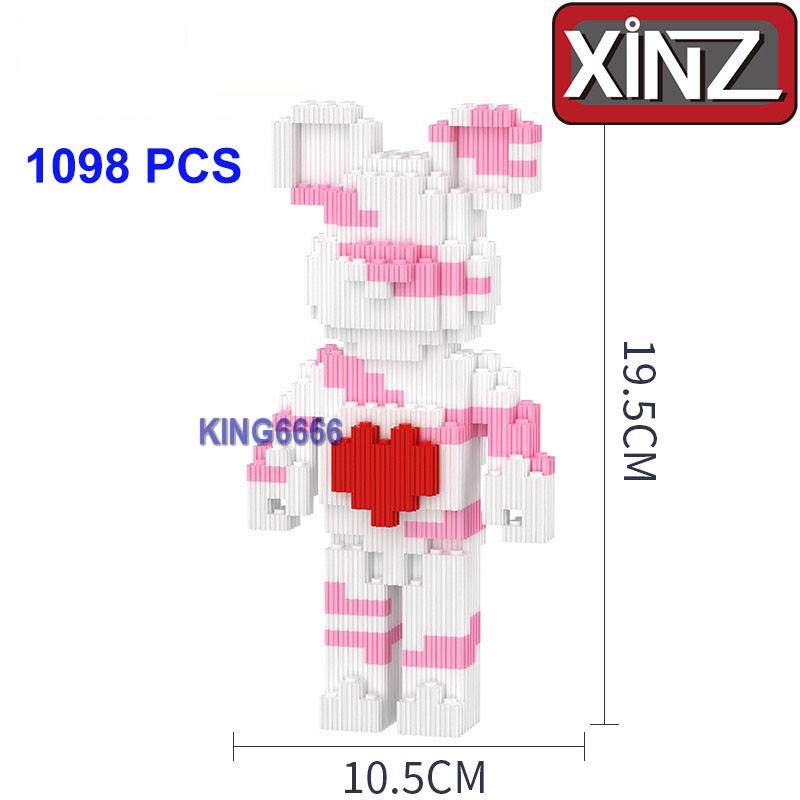 Đồ chơi le go Gấu Bearbrick 19cm noel  xizai xếp hình lắp ráp mô hình nano 3d nanoblocks bear brick