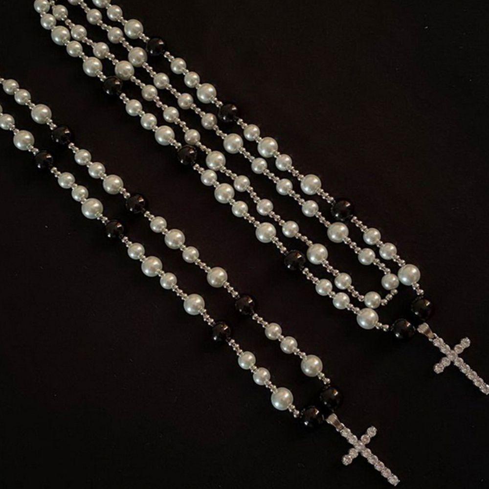 AROMA Vòng cổ Hợp Kim Mặt Thánh Giá Đính Đá Thời Trang Cho Nam Nữ