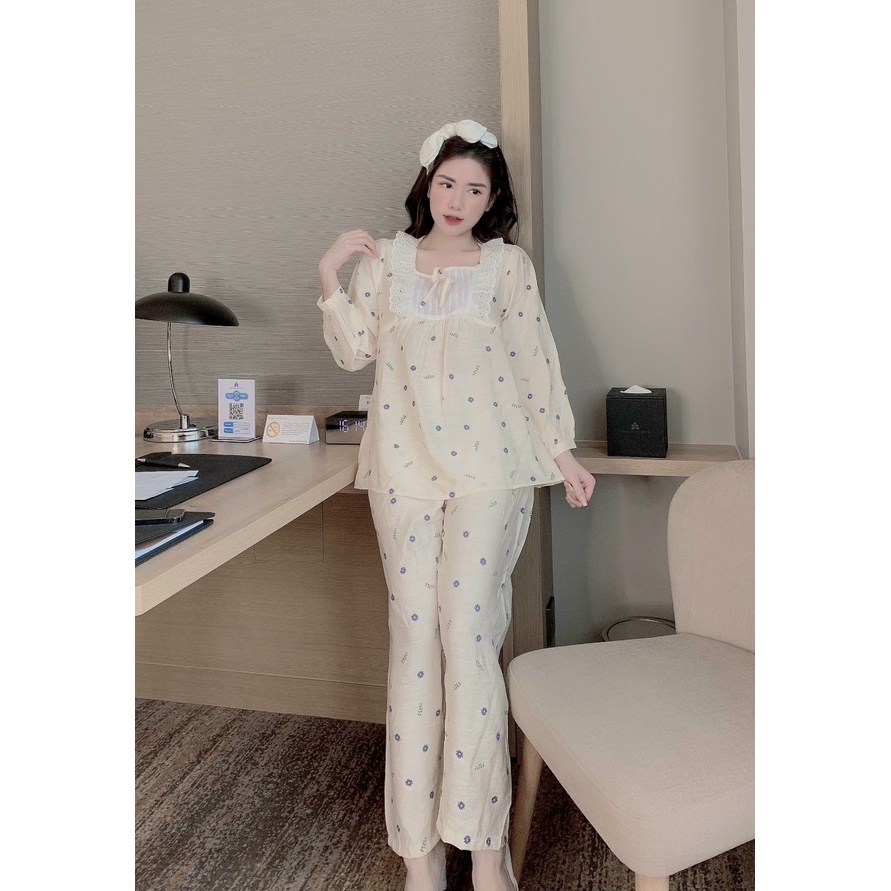 Bộ đồ bầu mặc nhà Bauqueen bộ sau sinh thời trang dài tay đẹp