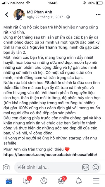 Nước rửa bát Sinh học Safelife 2in1, nhanh chóng đánh bay dầu mỡ mà không hại da tay, an toàn, thân thiện với môi trường