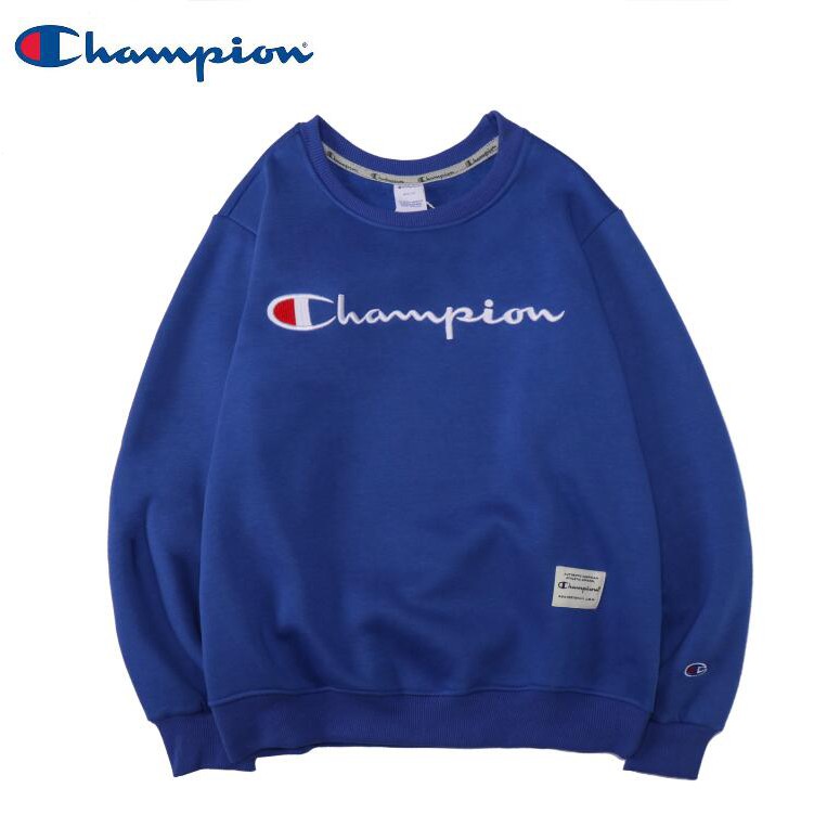 Áo Sweater Cotton Cổ Tròn Thêu Chữ Champion Thời Trang Cho Nam Nữ