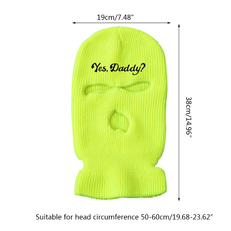 Mũ Beanie Dệt Kim Thêu Chữ yes Dad 3 Lỗ Cá Tính