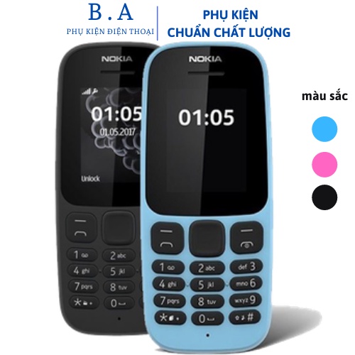 Nokia 105 1sim 2 sim mẫu mới nhất, Điện thoại nokia nghe gọi loa lớn kèm pin sạc, Bảo Hàng 12 tháng 1 đổi 1