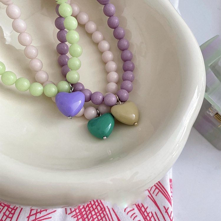 Vòng cổ Mặt Trái Tim Màu Sắc Phong Cách Hàn Quốc 2022 Cho Nữ