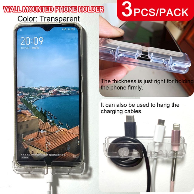Set 3 dụng cụ cố định dây cáp sạc điện thoại gắn tường thiết kế tiện dụng