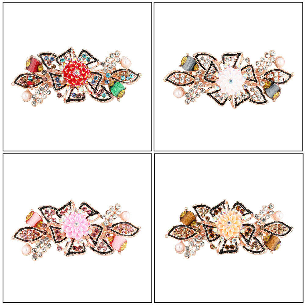 Hàn Quốc Retro Rhinestone Hoa Barrette Ghim tóc Phụ nữ Mùa xuân Kẹp tóc đuôi ngựa Phụ kiện tóc