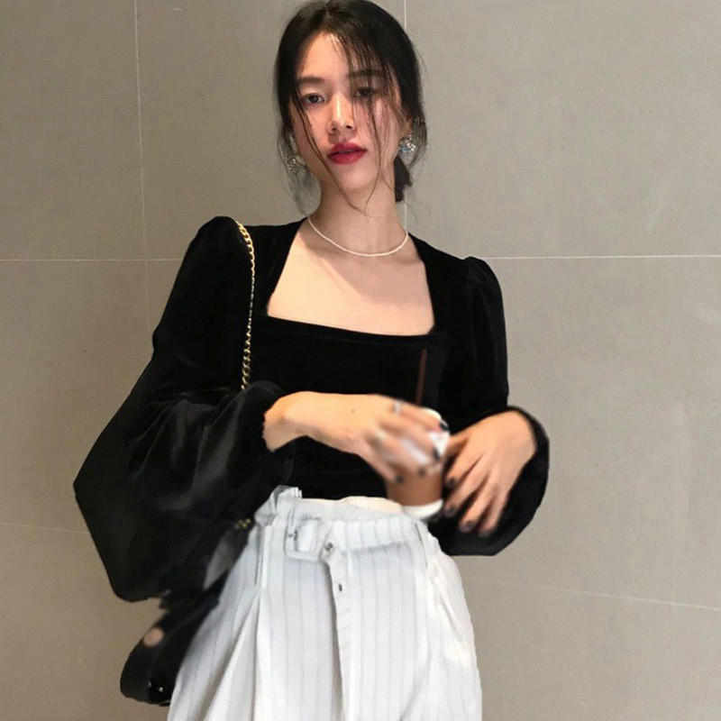 Áo Kiểu Nữ Vải Nhung Thiết Kế Sang Trọng