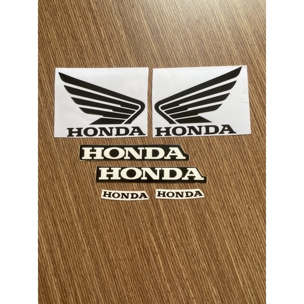 Bộ tem giấy cánh chim và chữ Honda màu đen_NguyDungDecal