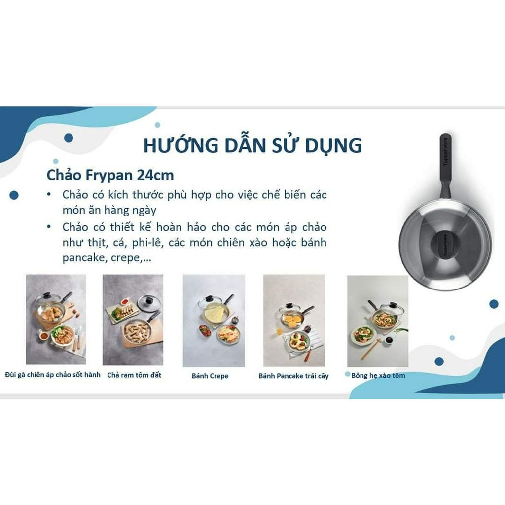 Chảo Chống Dính Tự Nhiên 3 Lớp Thép Không Gỉ - Tupperware - Universal Cookware 24cm - Nắp Kính - Dùng mọi loại bếp